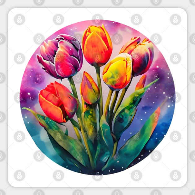 Colorful Tulips of Vibrant Colors Magnet by ERArts